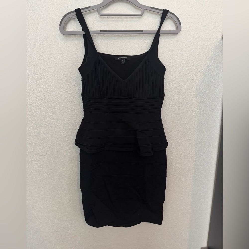 Black bandaged peplum dress